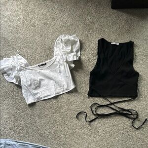 White and Black Women's Tops Set